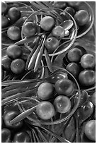 Spoons and fruit, Phoenix Island. My Tho, Vietnam (black and white)