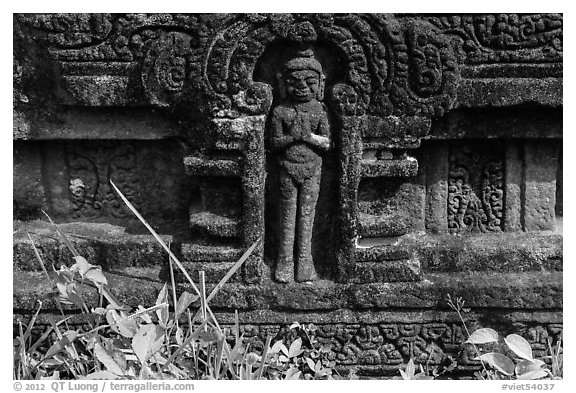Relief detail with human figure. My Son, Vietnam (black and white)