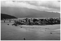View of village and beach. Vietnam ( black and white)