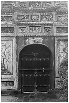 Decorated gate, imperial citadel. Hue, Vietnam (black and white)
