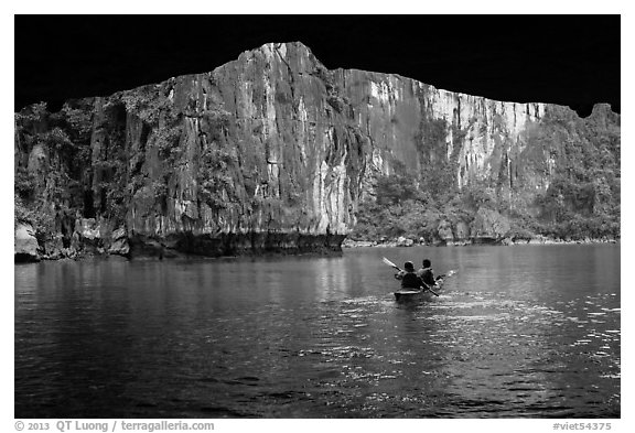 Kayaking out of Luon Cave. Halong Bay, Vietnam