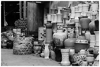 Large vases for sale. Bat Trang, Vietnam (black and white)
