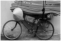 Bicycle loaded with mats, old quarter. Hanoi, Vietnam ( black and white)