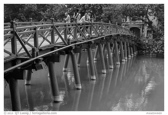 The Huc Bridge leading to Jade Island. Hanoi, Vietnam