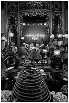 Tran Hung Dao statue in Ngoc Son Temple. Hanoi, Vietnam (black and white)