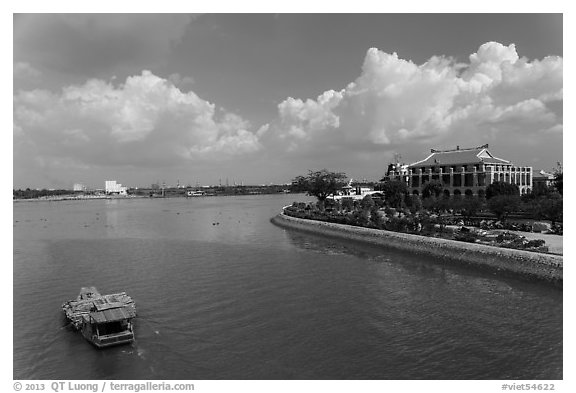 Dragon House and Ben Nghe Channel. Ho Chi Minh City, Vietnam (black and white)