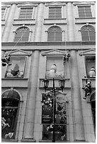 Department store with holiday decorations. Ho Chi Minh City, Vietnam (black and white)