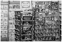 Postcard rack. Ho Chi Minh City, Vietnam (black and white)