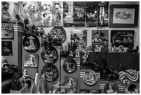 Crafts in souvenir store. Ho Chi Minh City, Vietnam (black and white)