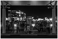 Outside Than Son Nhat airport at night. Ho Chi Minh City, Vietnam (black and white)