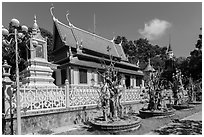 Hang Pagoda in Khmer style. Tra Vinh, Vietnam (black and white)