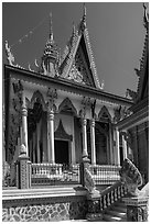 Khmer pagoda. Tra Vinh, Vietnam (black and white)