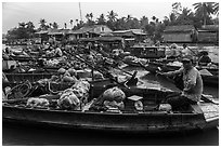 Phung Diem floating market. Can Tho, Vietnam ( black and white)