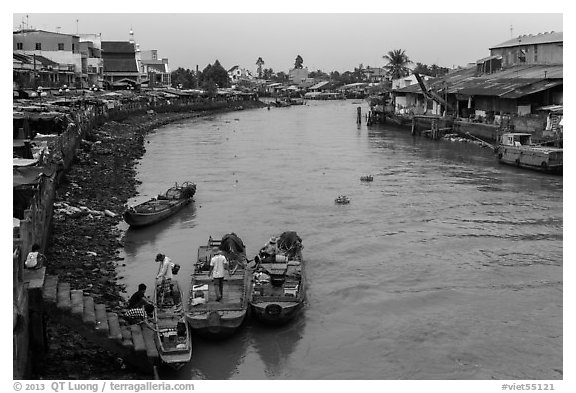 Tien River. Sa Dec, Vietnam (black and white)