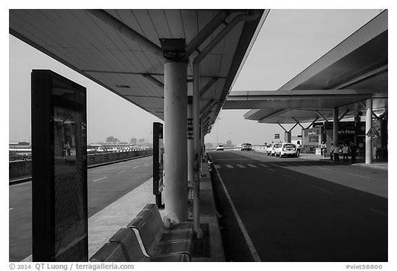 Departure level, Tan Son Nhat International Airport. Ho Chi Minh City, Vietnam (black and white)