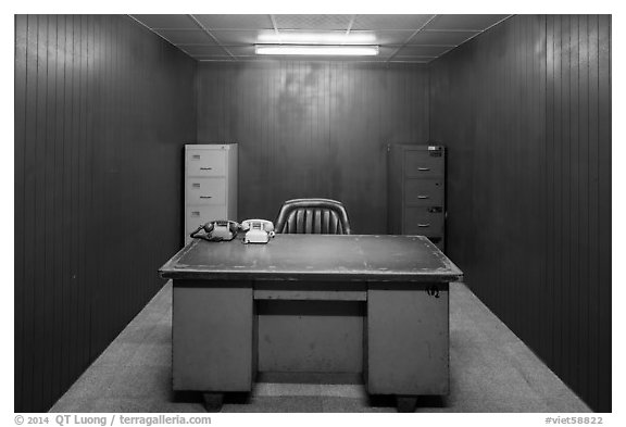 Military command room, Reunification Palace. Ho Chi Minh City, Vietnam (black and white)