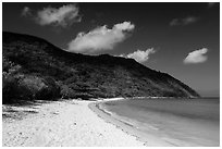 White sand on Cat Lon Beach, Bay Canh Island, Con Dao National Park. Con Dao Islands, Vietnam ( black and white)