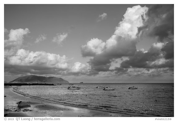 Harbor, afternoon, Con Son. Con Dao Islands, Vietnam (black and white)