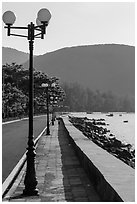 Con Son Seafront promenade. Con Dao Islands, Vietnam ( black and white)