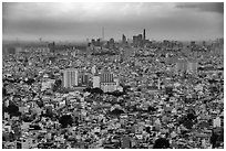 Aerial view of city skyline. Ho Chi Minh City, Vietnam ( black and white)