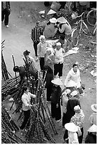 Cane sugar stand seen from above, Cho Ra Market. Northeast Vietnam ( black and white)