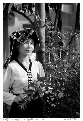 Young Thai woman in traditional dress, Son La. Vietnam
