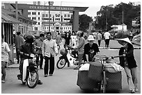 Border crossing with China at Lao Cai. Vietnam (black and white)