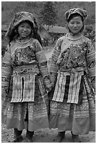Two Flower Hmong girls. Vietnam ( black and white)