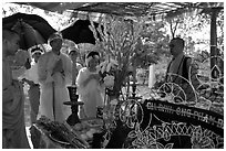 Mourning at a countryside funeral. Ben Tre, Vietnam (black and white)