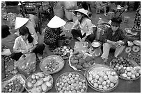 A variety of tropical fruit for sale. Ho Chi Minh City, Vietnam (black and white)