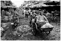 Fresh vegetable market. Cholon, Ho Chi Minh City, Vietnam (black and white)