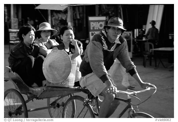Xe Loi, a variety of cyclo used only in that area. Mekong Delta, Vietnam (black and white)
