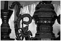 Red color is believed to be lucky. Urn and incense coils, Cho Lon. Cholon, District 5, Ho Chi Minh City, Vietnam ( black and white)