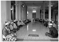 Ceremony in mosque in Cham minority village. Chau Doc, Vietnam ( black and white)