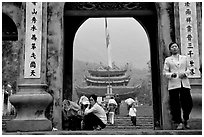 One of the numerous sanctuaries on the trail. Perfume Pagoda, Vietnam (black and white)