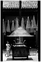 Ritual chimney and incense coils, Cholon. Cholon, District 5, Ho Chi Minh City, Vietnam ( black and white)