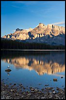 Mount Rundle reflected in Two Jack Lake, early morning. Banff National Park, Canadian Rockies, Alberta, Canada