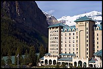 Chateau Lake Louise, with Victoria Peak in the background. Banff National Park, Canadian Rockies, Alberta, Canada (color)