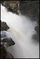Water cascading over a glacial rock step, Athabasca Falls. Jasper National Park, Canadian Rockies, Alberta, Canada (color)