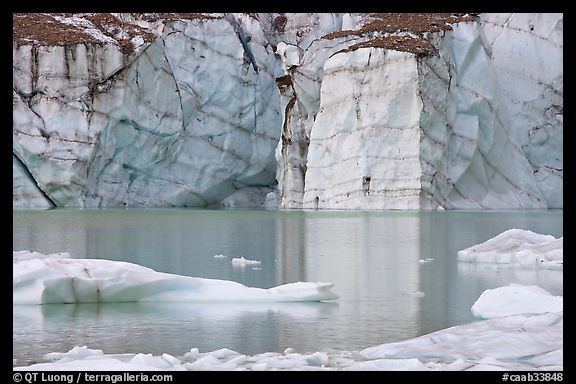 Wall of ice and Cavell Pond,. Jasper National Park, Canadian Rockies, Alberta, Canada (color)