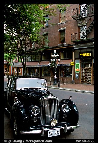 Classic car in Water Street. Vancouver, British Columbia, Canada