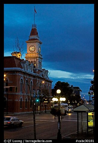 City Hall and Douglas Street at dawn. Victoria, British Columbia, Canada (color)