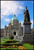 Queen Victoria and parliament building. Victoria, British Columbia, Canada (color)