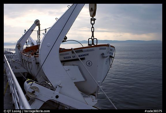 Lifeboat on a ferry. Vancouver Island, British Columbia, Canada