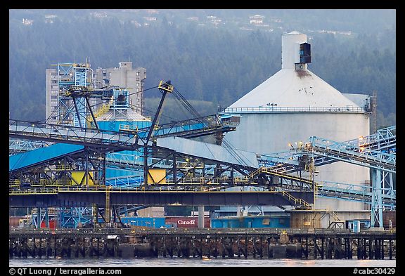 Industrial installations in harbor. Vancouver, British Columbia, Canada (color)