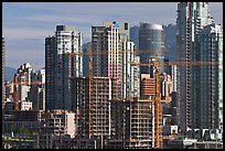 Skyline and  towers in construction. Vancouver, British Columbia, Canada (color)
