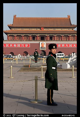 Guards and Tiananmen Gate, Tiananmen Square. Beijing, China (color)