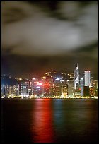 Hong-Kong Island across the harbor by night. Hong-Kong, China (color)