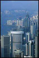 Modern high-rise buildings  from Victoria Peak, late afternoon, Hong-Kong Island. Hong-Kong, China (color)