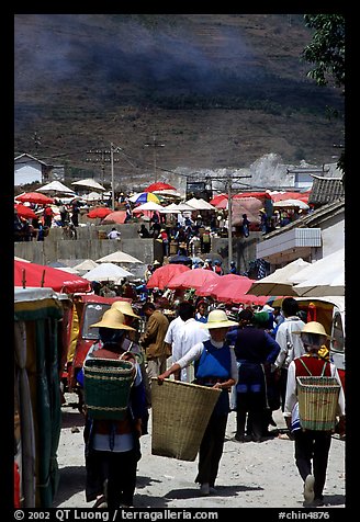 Periphery of  Monday market frequented by hill tribespeople. Shaping, Yunnan, China (color)